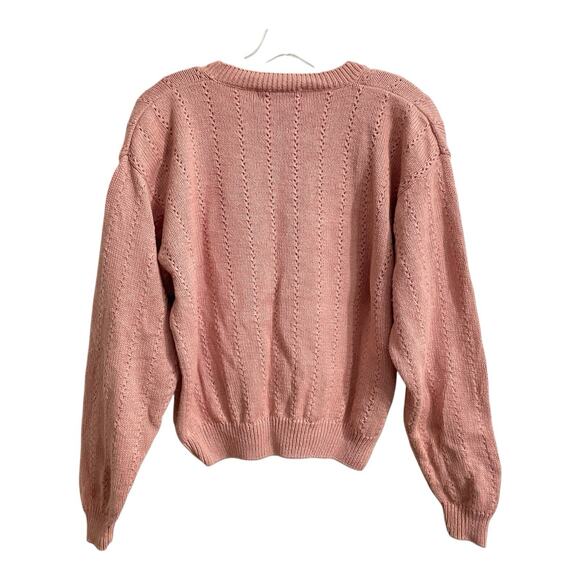 Vintage Milano Design Group Pointelle Knit Button Cardigan Size M Pink 1… - Picture 2 of 8
